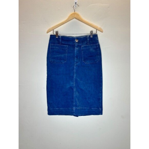 Maeve by Anthropologie Women's Denim Jean Midi Skirt Size Small Dark Wash - Picture 1 of 5